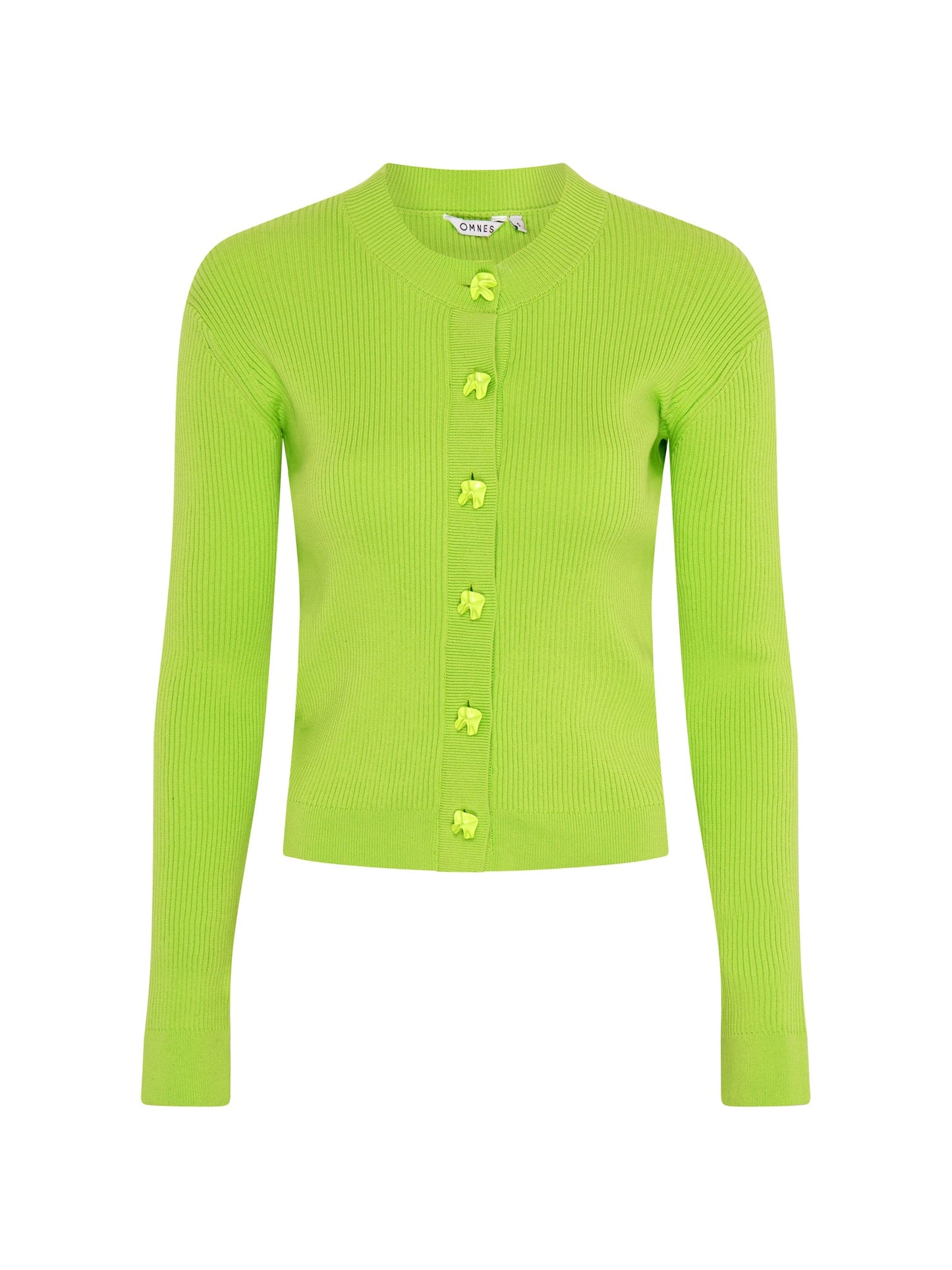Daisy Rib Cardigan in Lime Green