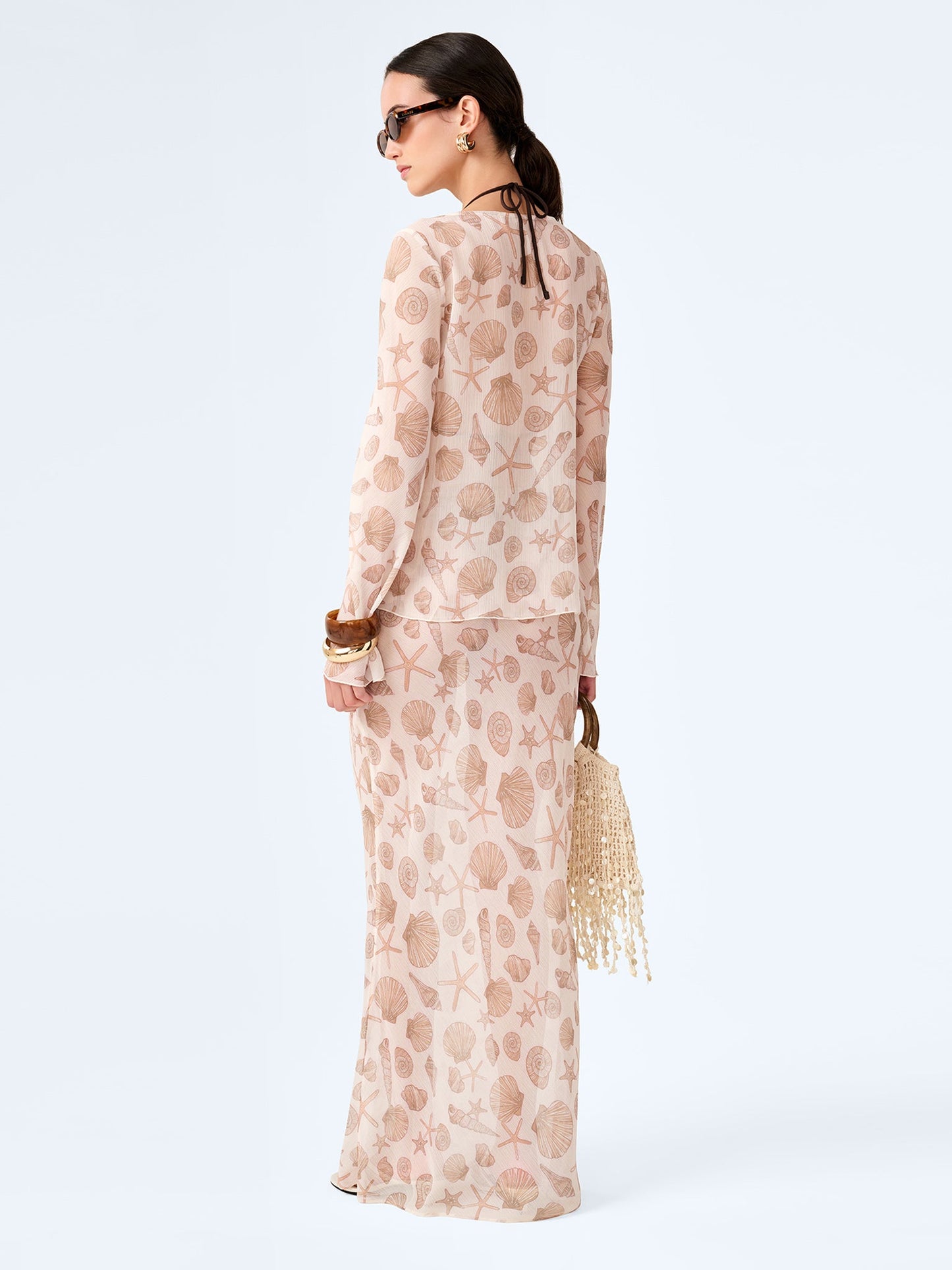 Cierra Skirt in Painterly Shell Print