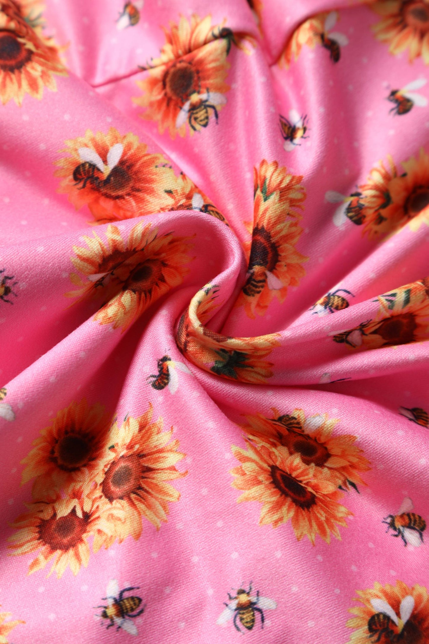 Claudia Pink Cap Sleeved Dress with Sunflowers & Bees