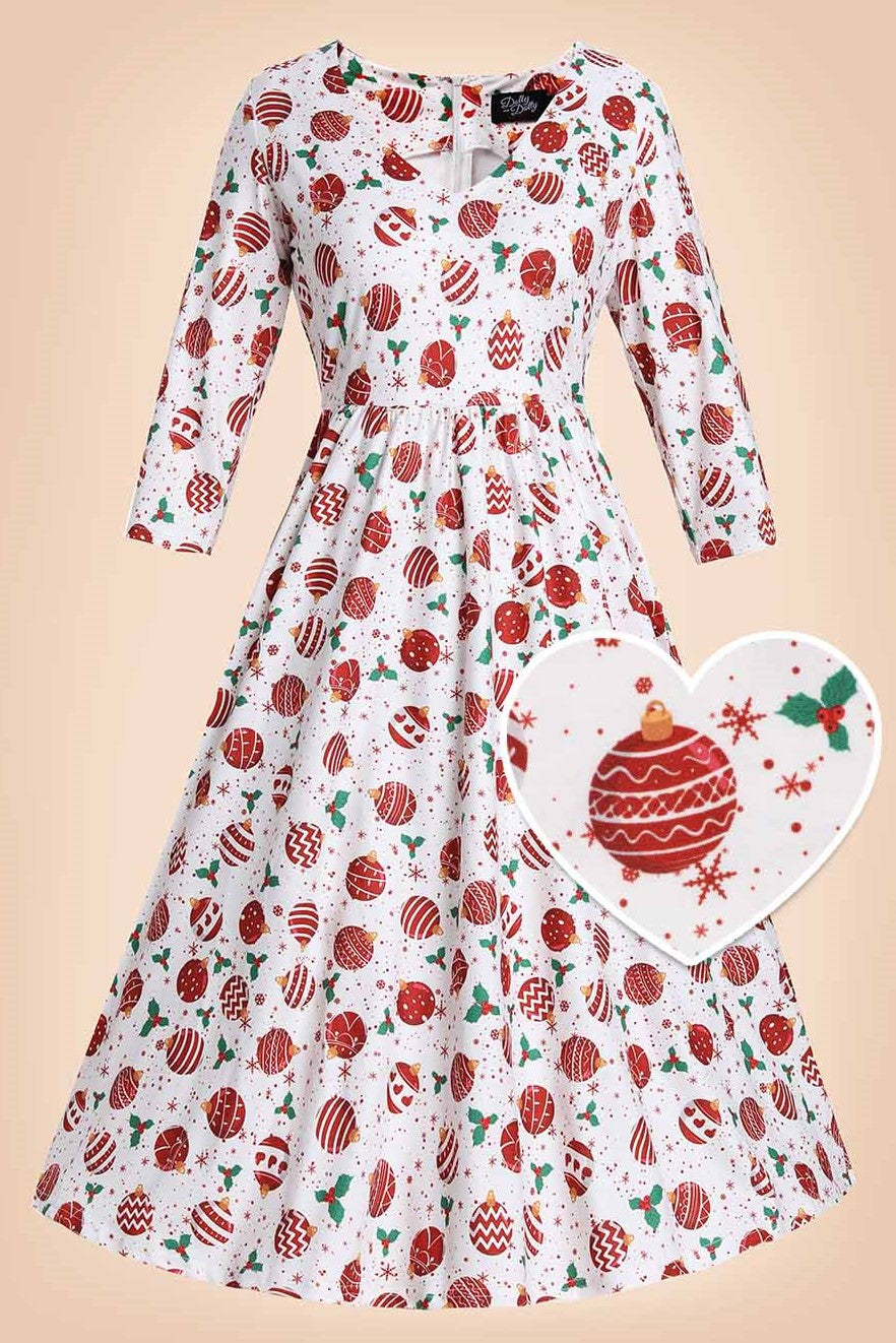 Billie Red Bauble Long Sleeved Dress