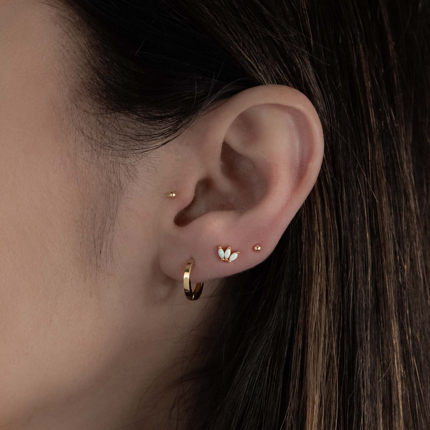 Tiny Opal Petal Studs