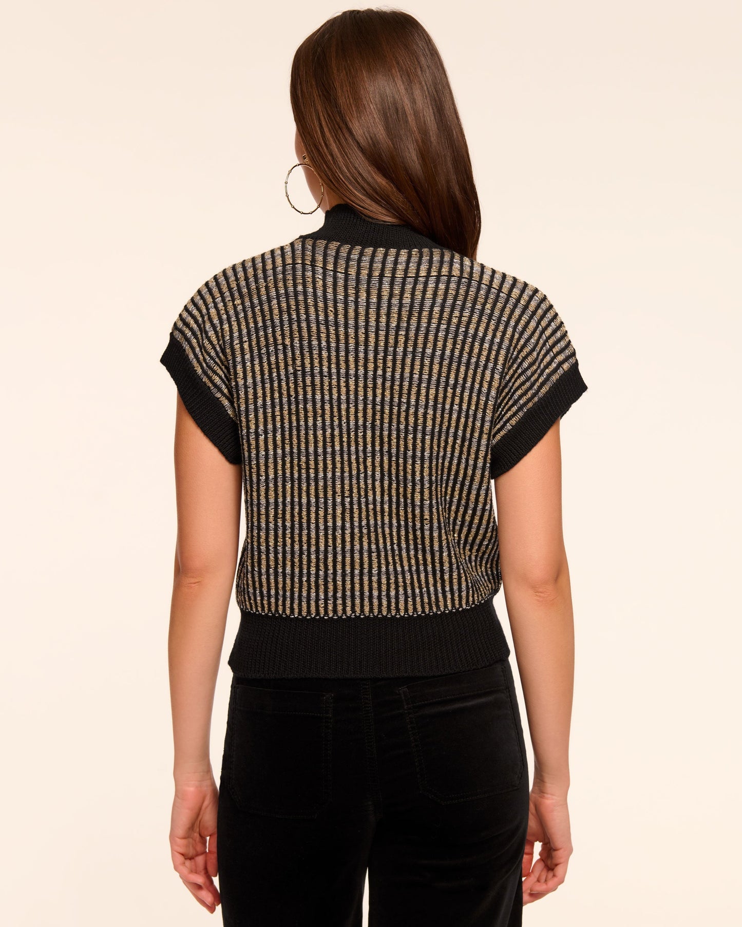 Hannah Wool Blend Metallic Short Sleeve Sweater