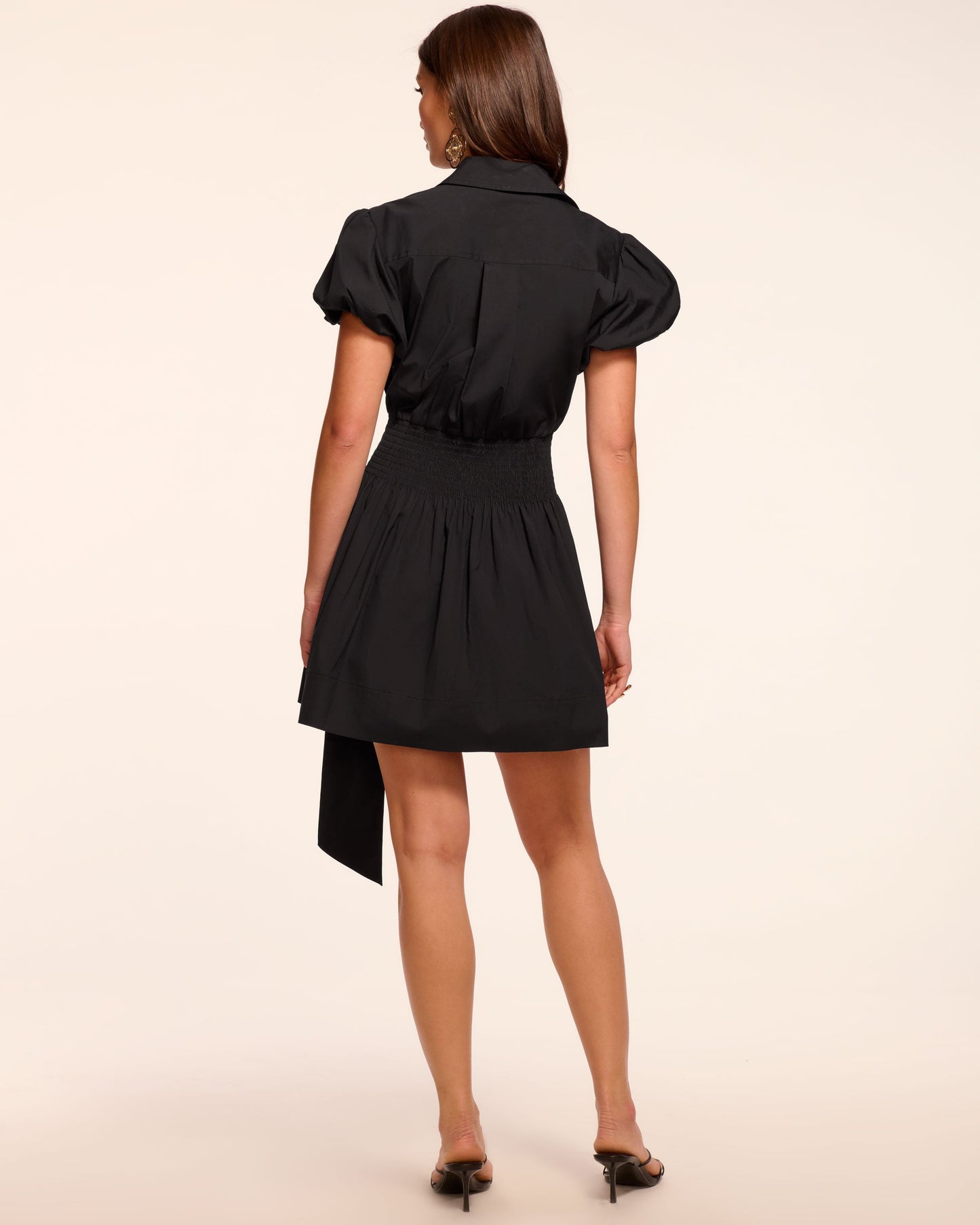 Nicky Cotton Poplin Short Sleeve Mini Dress | BLACK