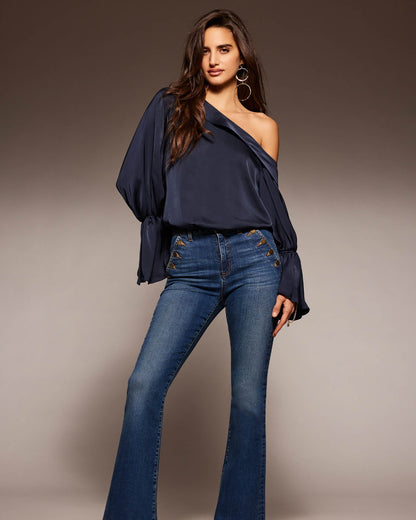 Helena High-Rise Flare Jean | DARK RINSE