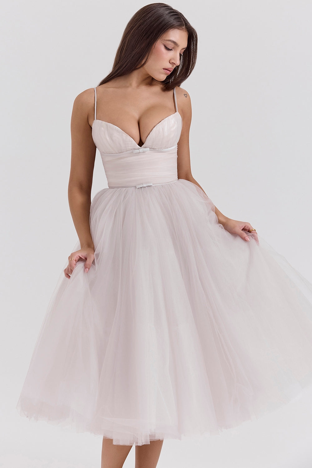 french dove tulle midi dress - sale