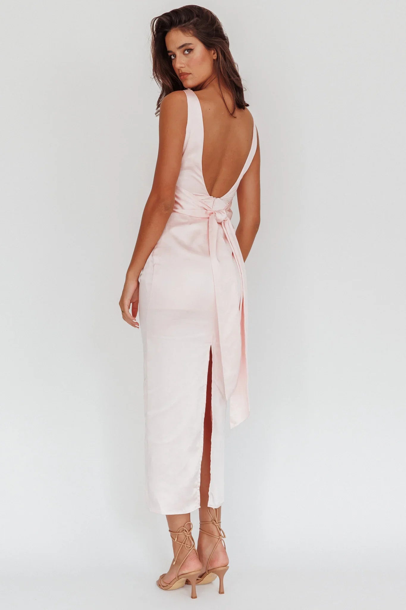 Leila Boat Neck Midi Dress Pink