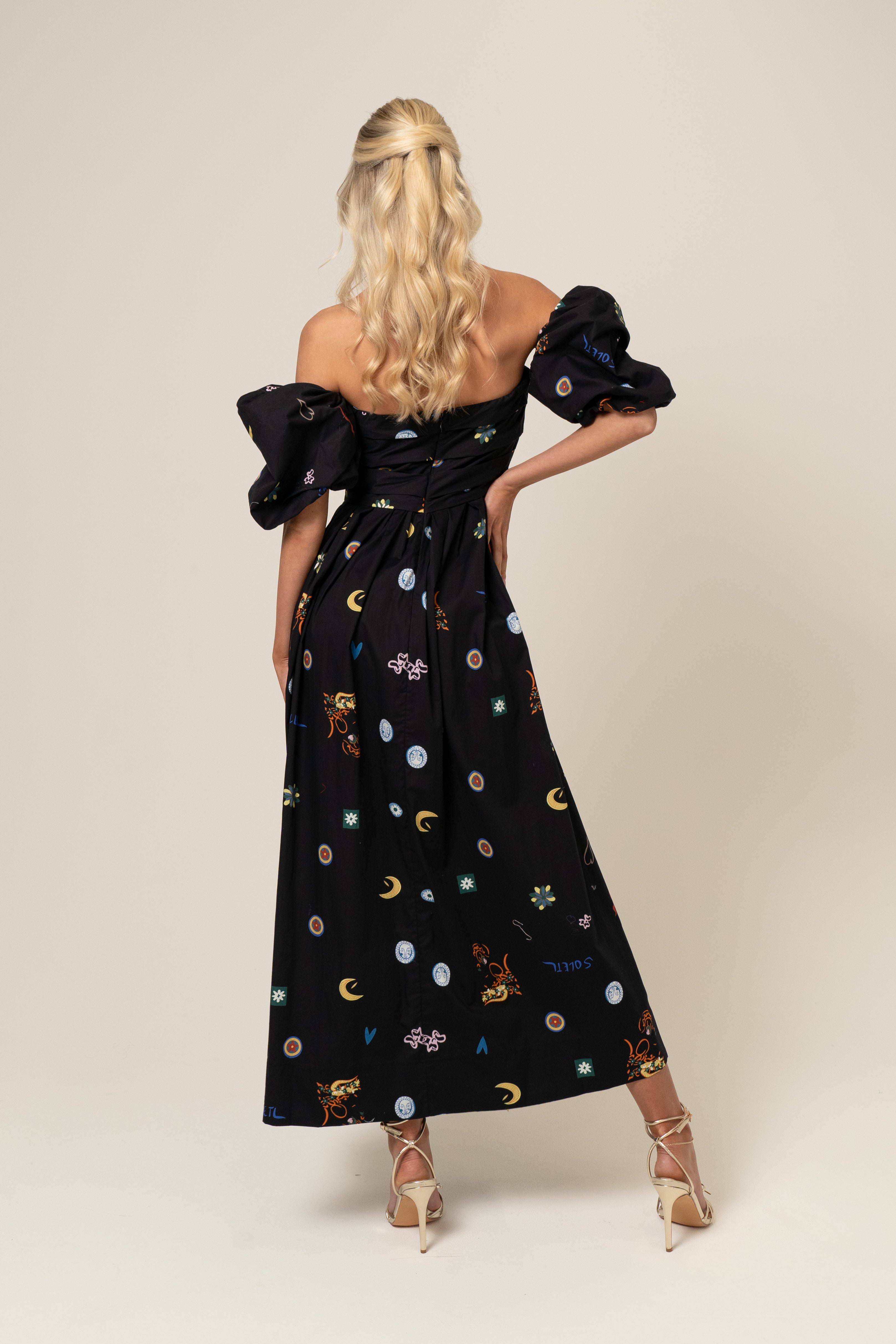 Dahlia Off Shoulder Puffed Sleeve Midi Dress