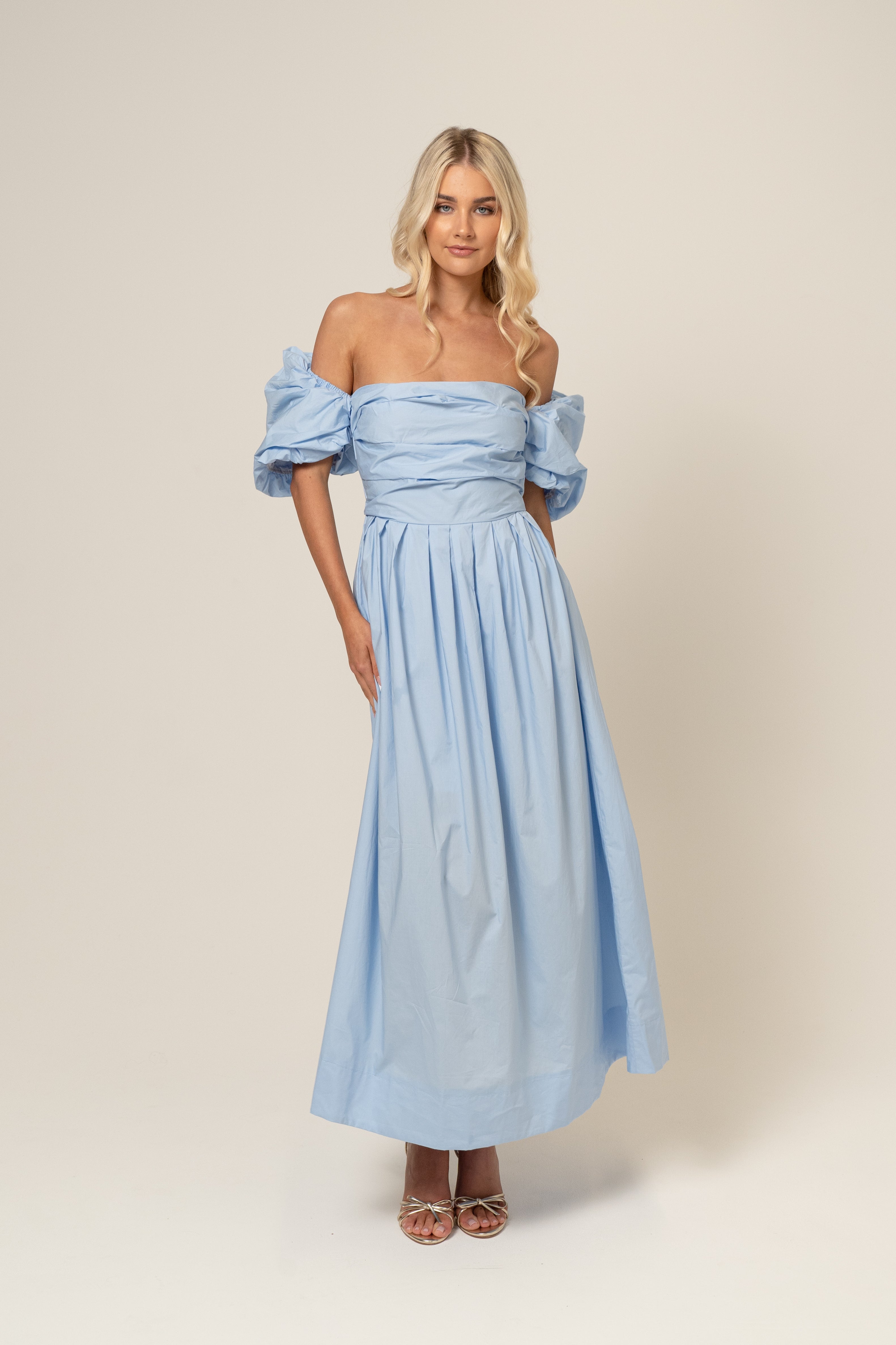 Dahlia Off Shoulder Puffed Sleeve Midi Dress