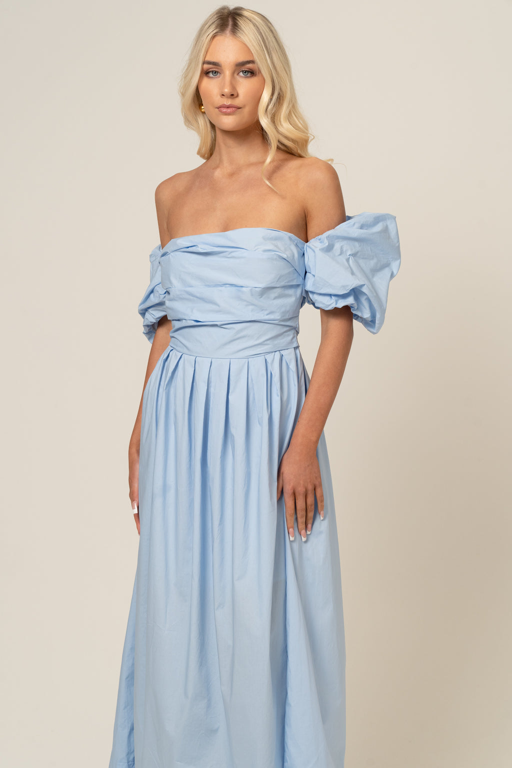 Dahlia Off Shoulder Puffed Sleeve Midi Dress