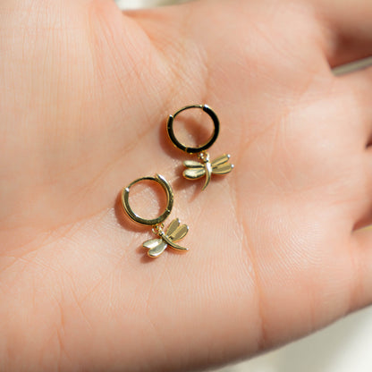 Dragonfly Huggie Hoops