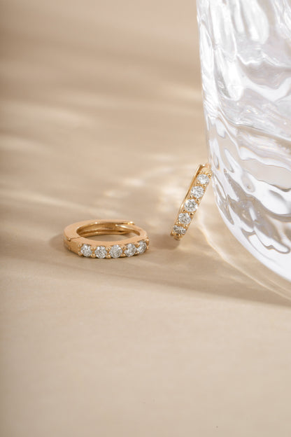 14K Solid Gold 7mm Lab Grown Diamond Huggies