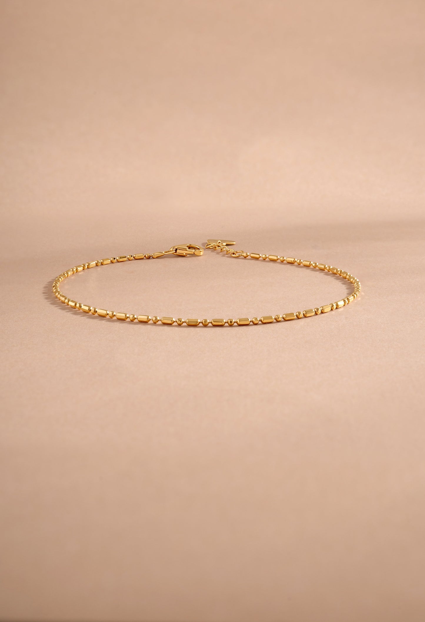 14K Solid Gold Bar Station Chain Bracelet