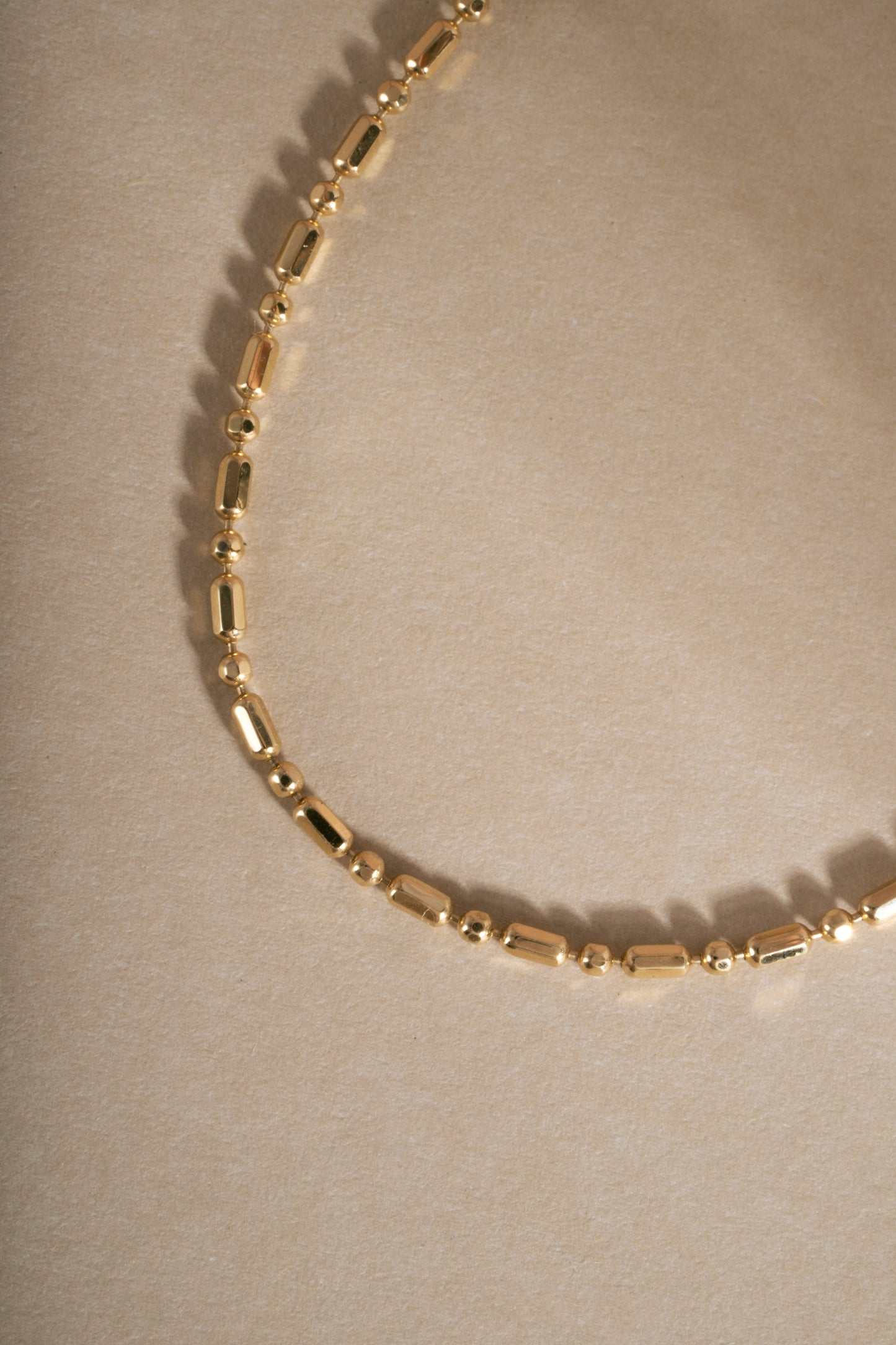 14K Solid Gold Bar Station Chain Bracelet