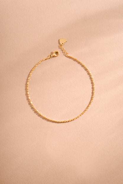 14K Solid Gold Bar Station Chain Bracelet
