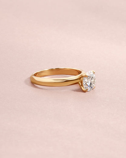14K Solid Gold Round Solitaire Lab Grown Diamond Ring