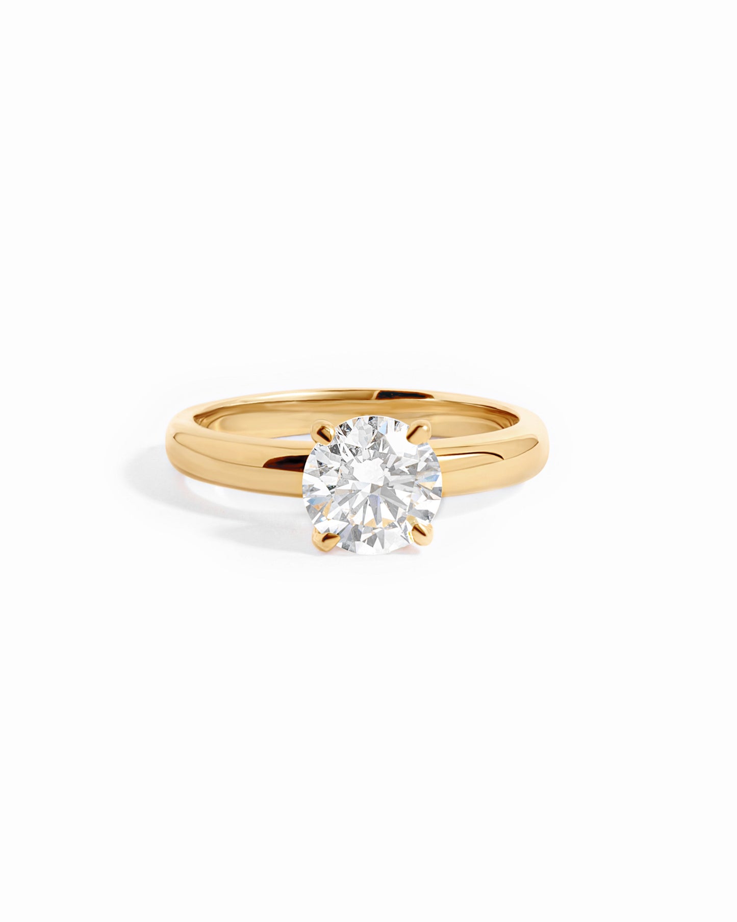 14K Solid Gold Round Solitaire Lab Grown Diamond Ring