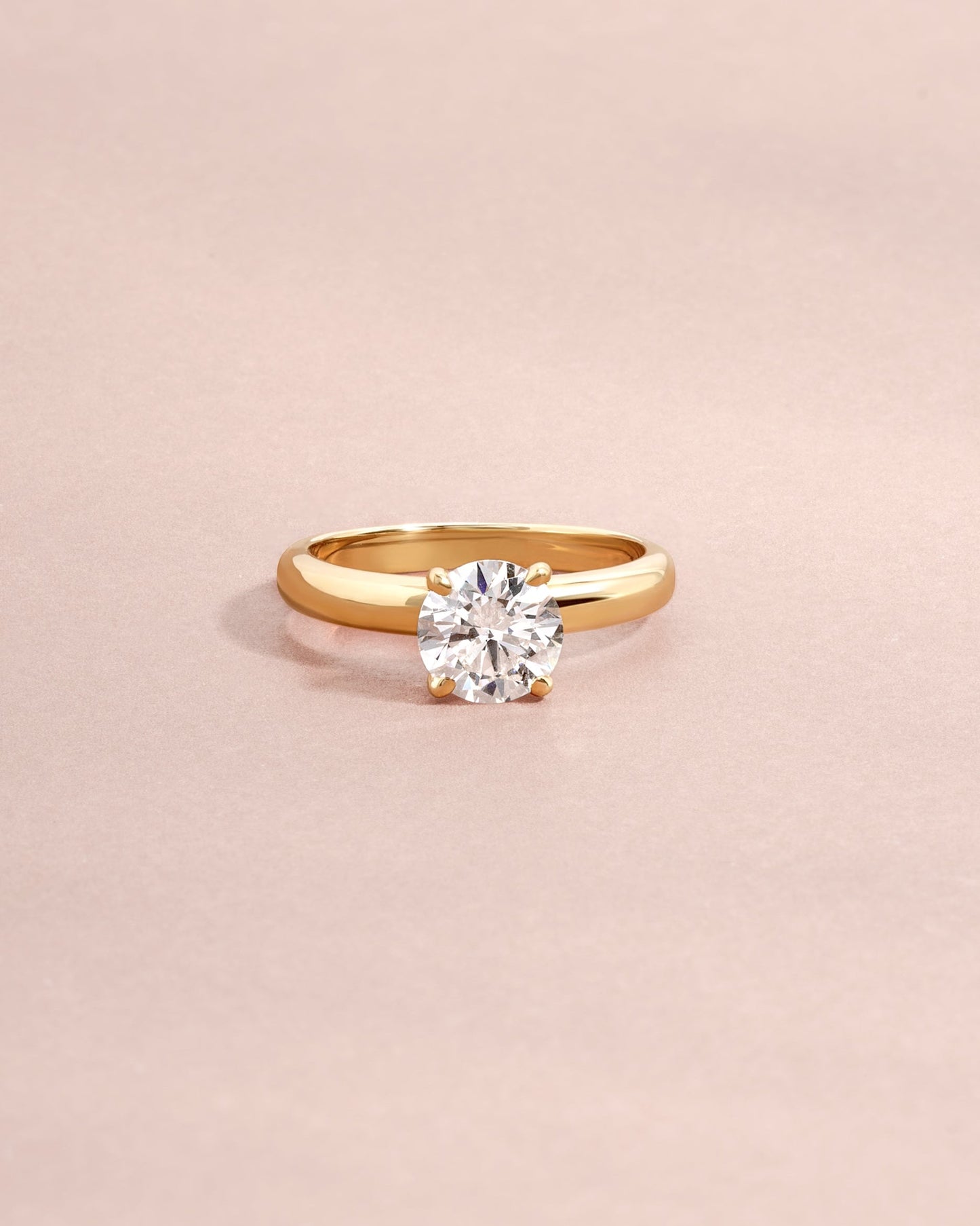 14K Solid Gold Round Solitaire Lab Grown Diamond Ring