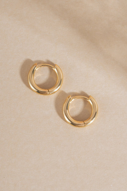 14K Solid Gold Simple Huggies
