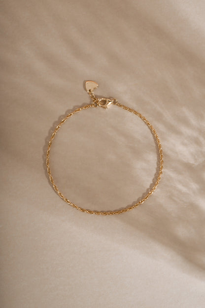 14K Solid Gold Twisted Rope Chain Bracelet
