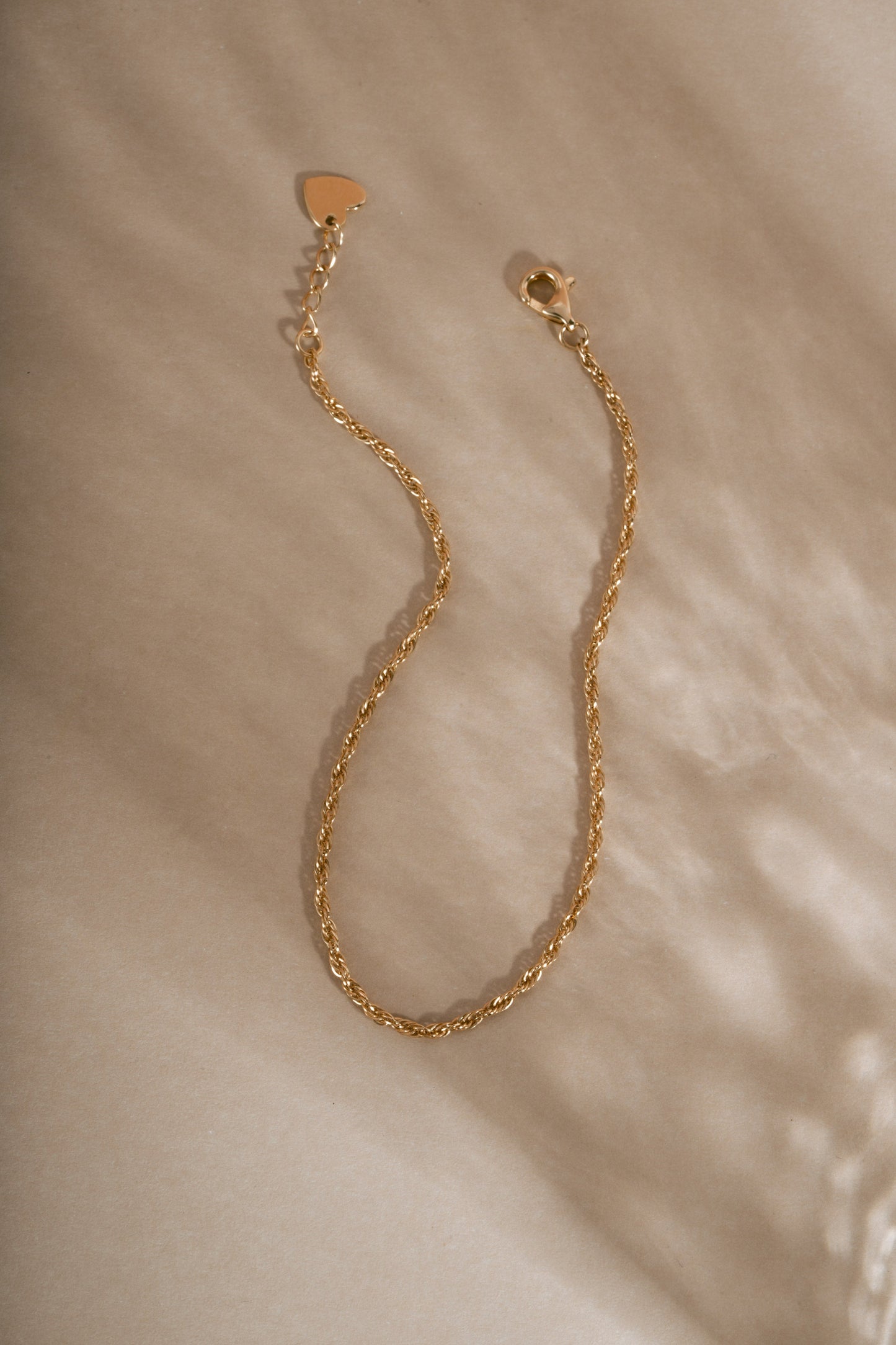 14K Solid Gold Twisted Rope Chain Bracelet