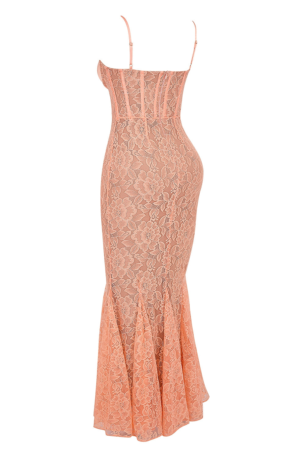 sorbet lace godet maxi dress