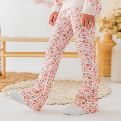 Berry Floral Flare Legging and sweater set