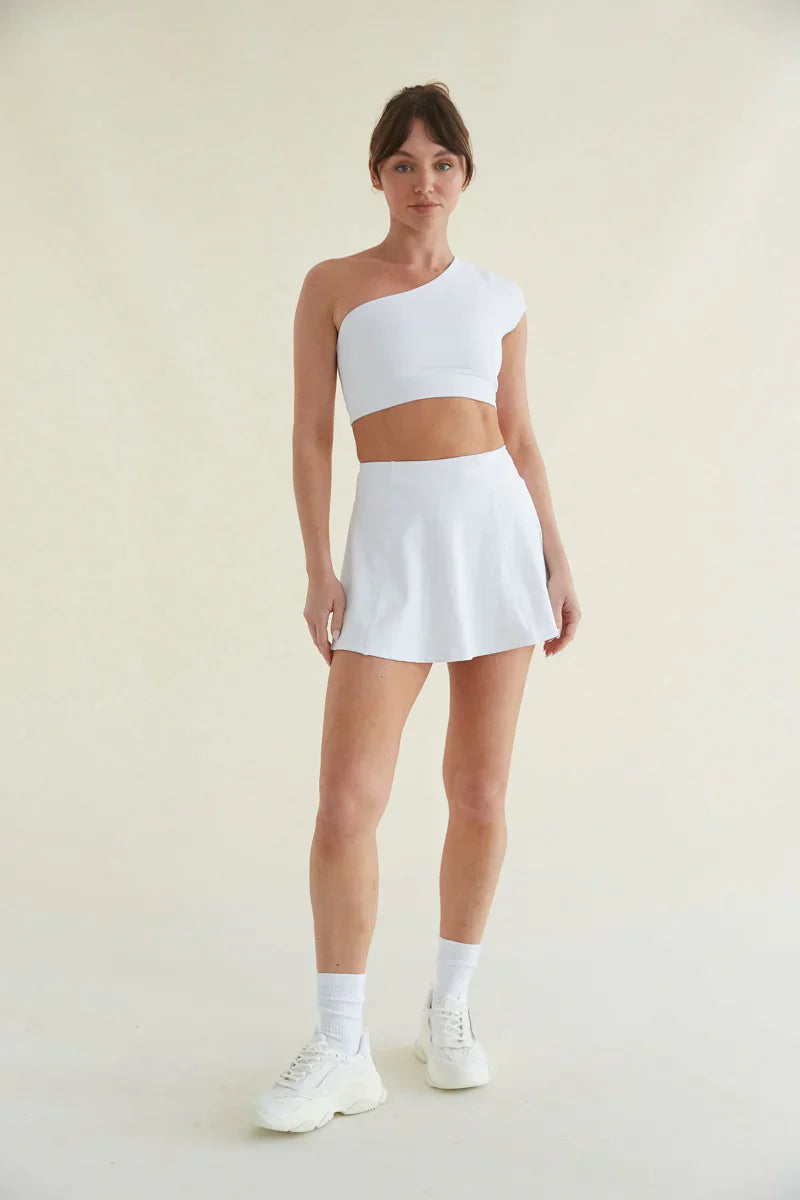Avery Smoothing Flare Tennis Skort in White
