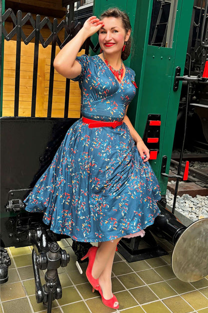 Julia Navy Blue Chili Midi Dress