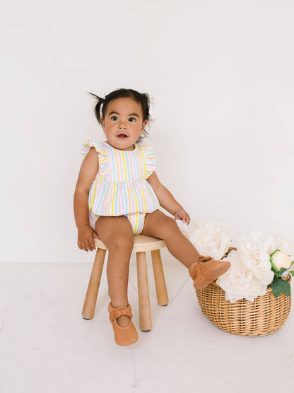 Amelia Romper in Pastel Stripe- Baby Girl Bubble