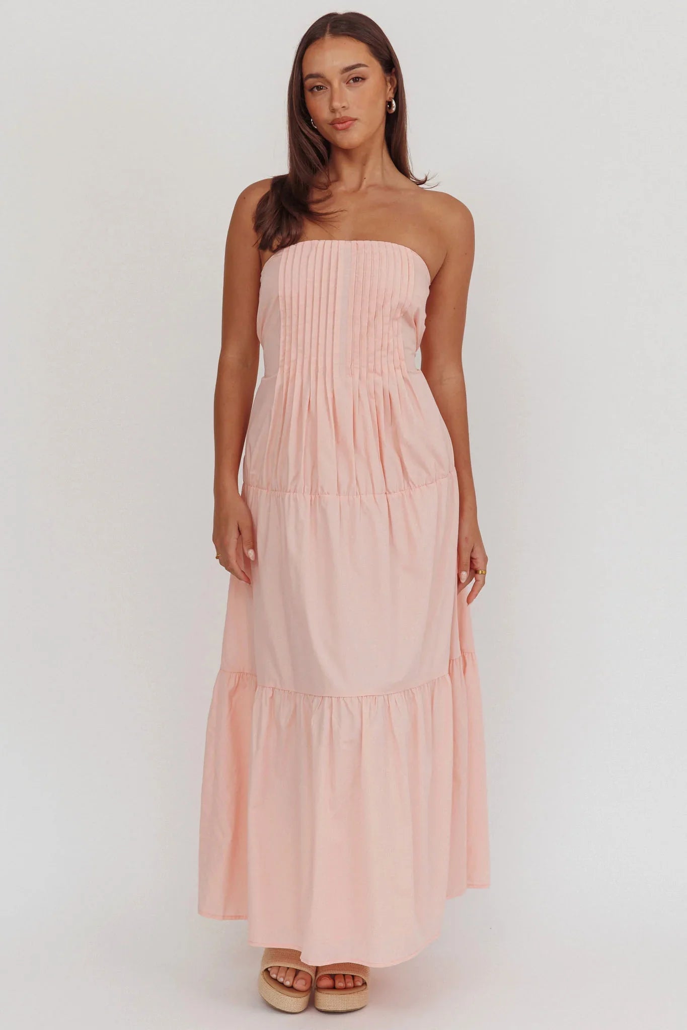 Deisa Pintuck Pleat Maxi Dress Cheek