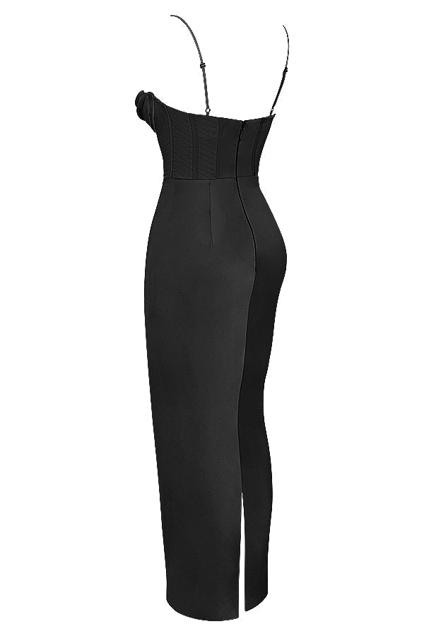 black corset maxi dress