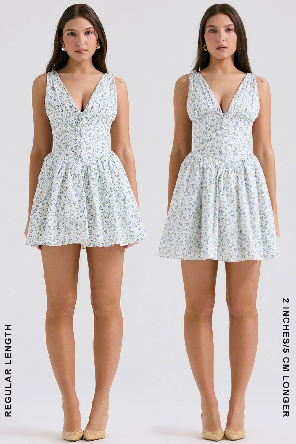 white bluebell print corset mini dress