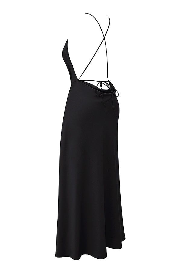 black thigh slit maxi dress