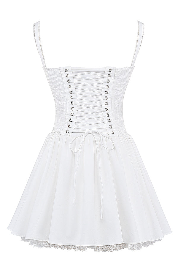 white corset mini dress