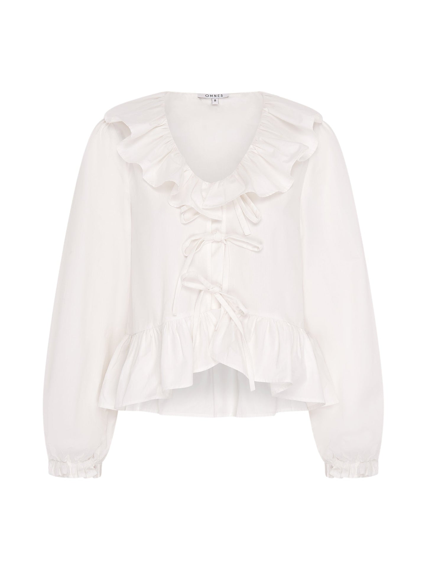 Selena Frill Blouse in White