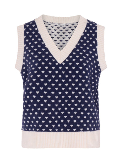 Trinny Mini Heart Vest in Navy