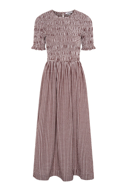 Becky Dress in Brown Gingham