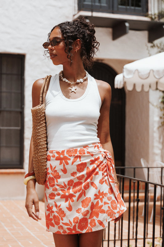 Miles Racerback Rib Knit Tank Top - White