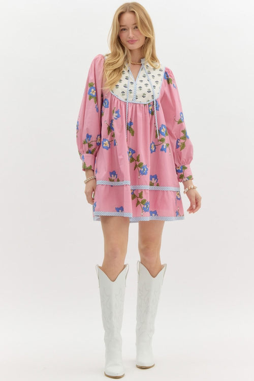 Bubble gum Pink Floral dress