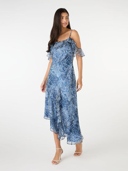 Aracelli Off Shoulder Maxi Dress in Blue