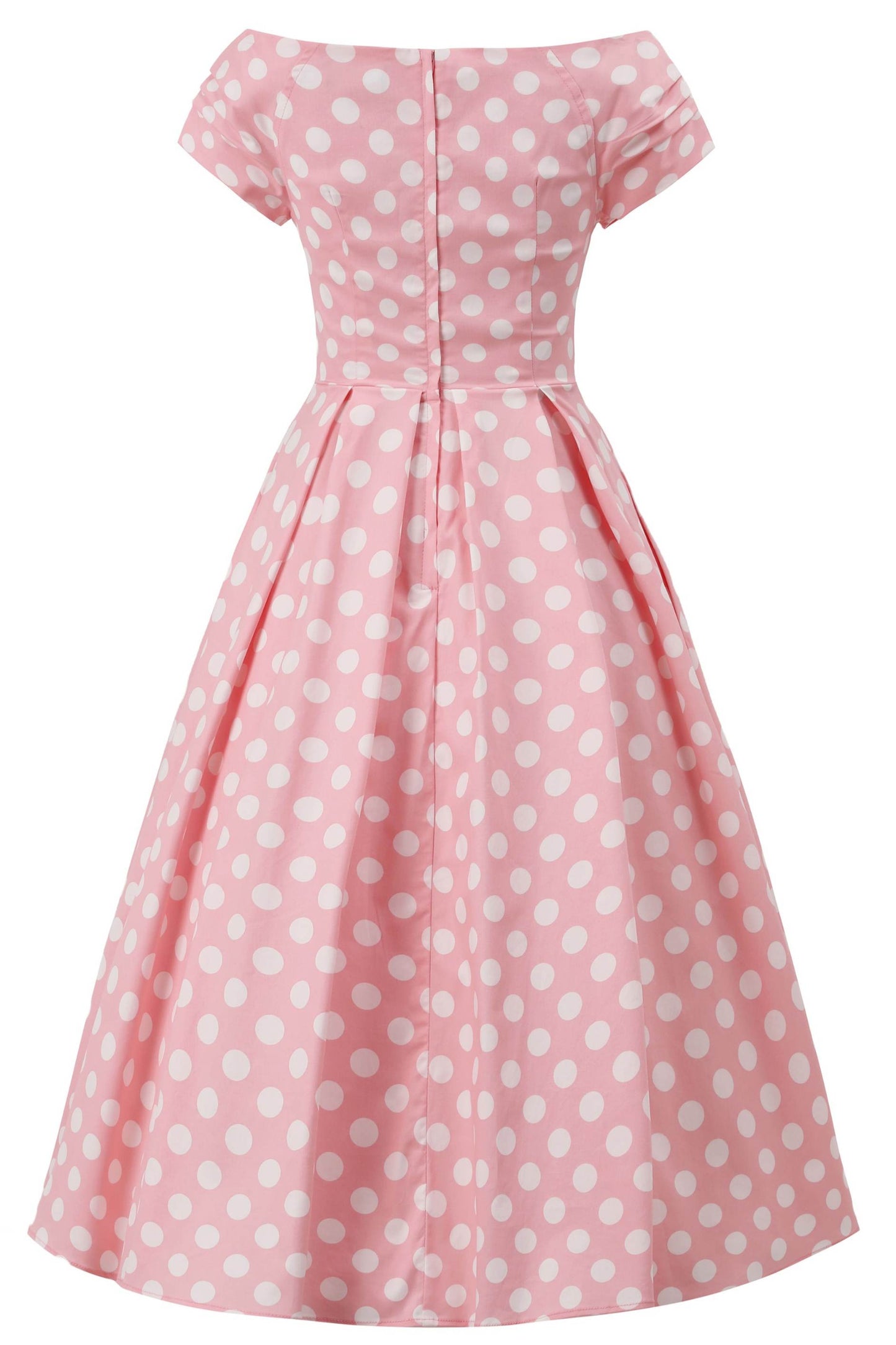 Lily Light Pink Polka Dot Off Shoulder Dress