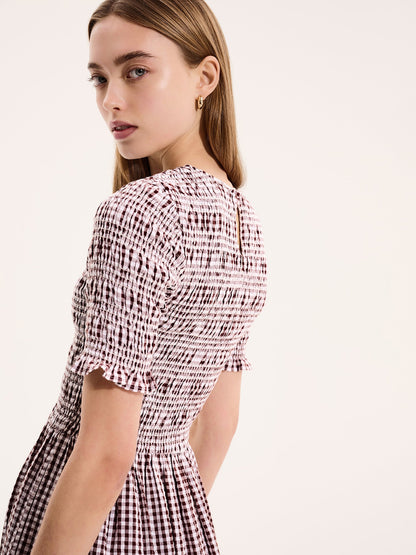 Becky Dress in Brown Gingham