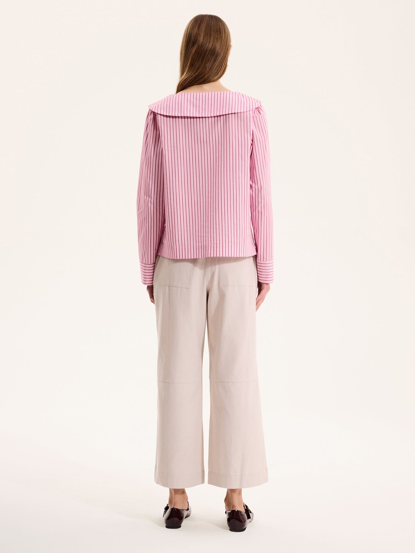 Caitlin Oversized Collar Blouse in Pink