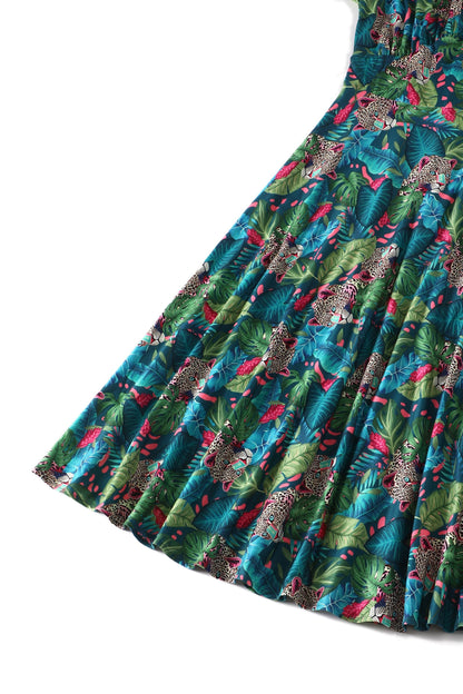 Julia 50s Style Cheetah Sleeved Dress