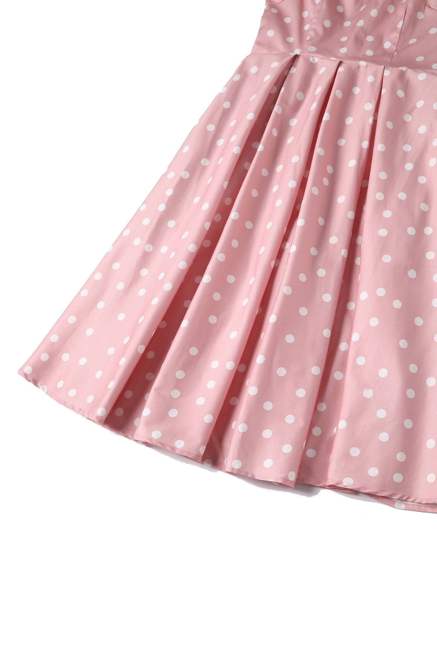 Lily Light Pink & White Polka Dot Off Shoulder Dress