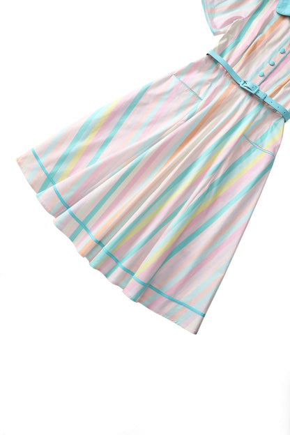 Mabel Striped Midi Shirt Dress In Blue & Pink
