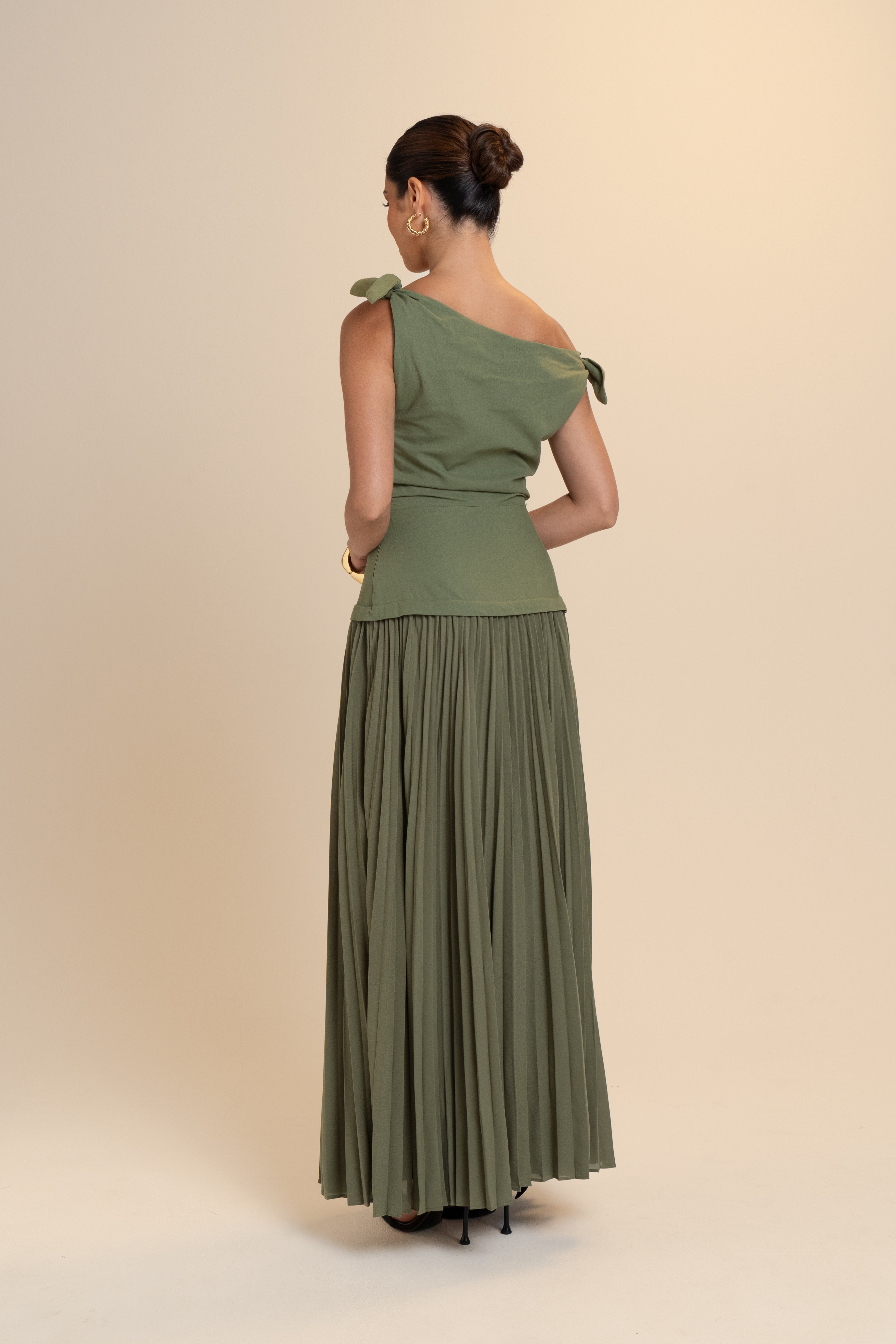 Ophelia Drop Shoulder Pleated Maxi Dress
