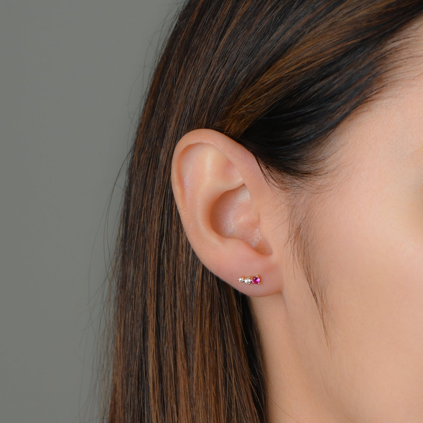Ruby & Diamond Ear Climber