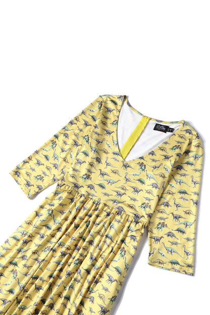 Billie Dinosaur Yellow Long Sleeved Dress