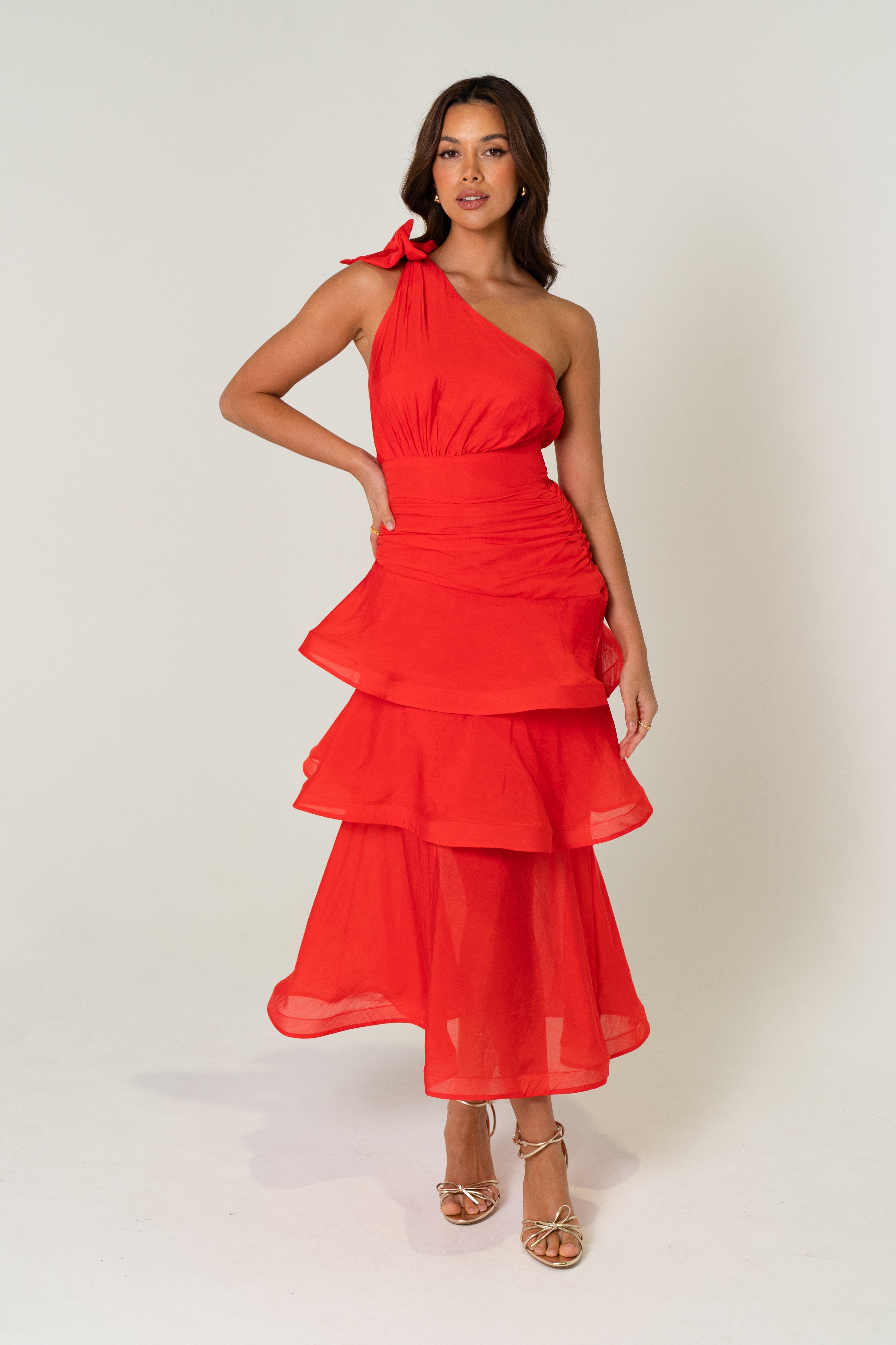 Evelyn One Shoulder Tiered Maxi Dress
